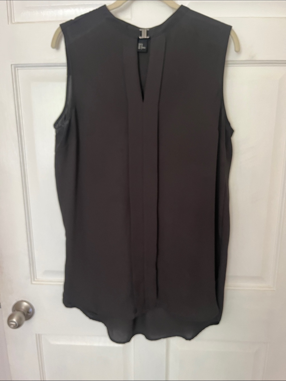 H&M Black/Deep charcoal Sleeveless V-Notch Blouse